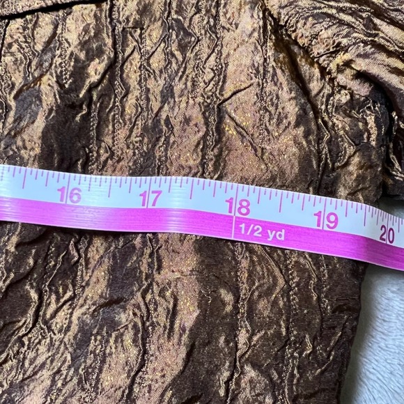 Erin London Womens Size Medium Gold Metallic Crinkle Jacket Art to Wear Textured - Picture 9 of 13